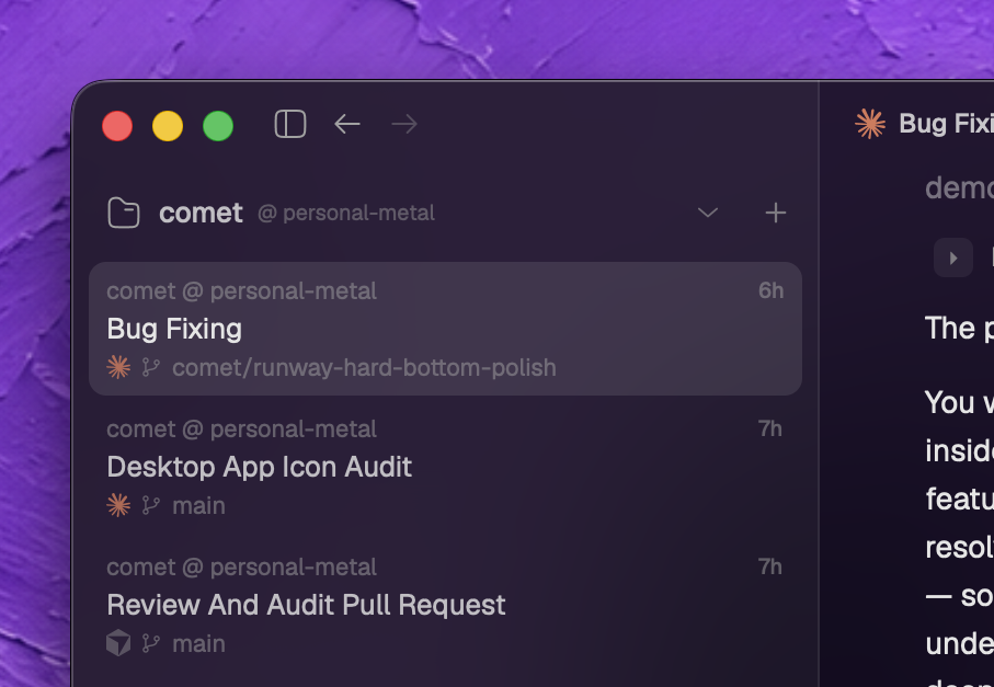 Orbit session list showing agent sessions running on another machine